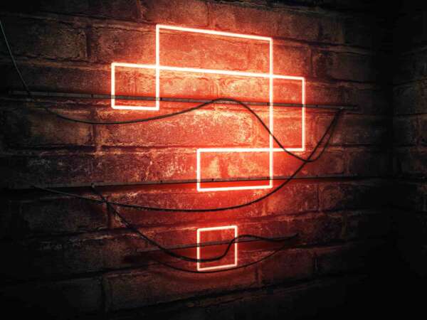 neon sign question mark