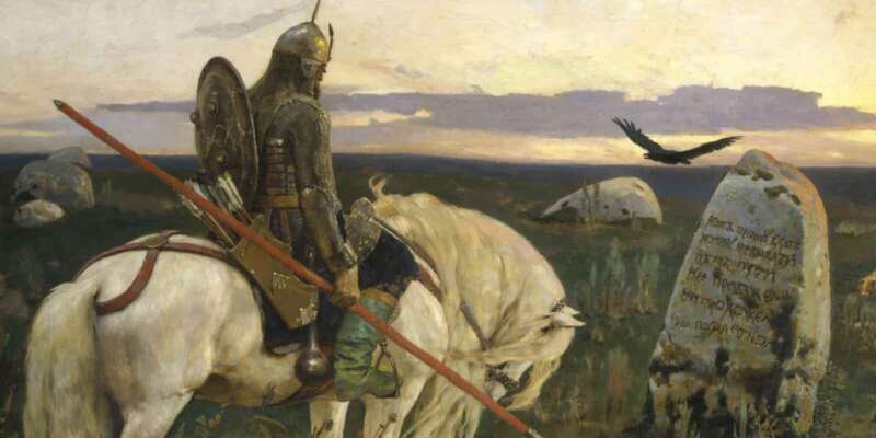 Medieval Russian soldier on horseback