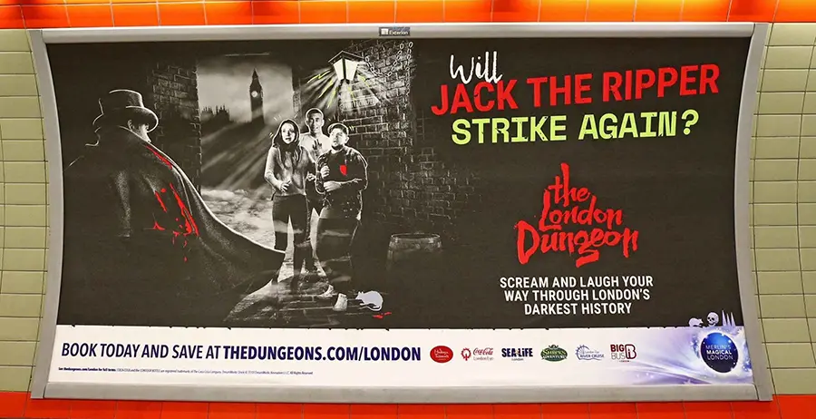 advertisement for the London Dungeon in an underground station