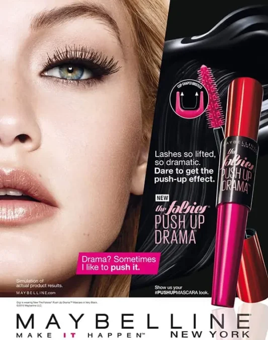 Maybelline advert for eyelash make up
