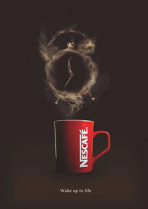 Nescafe advert with mug and steam