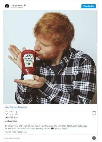 Ed Sheeran social media post