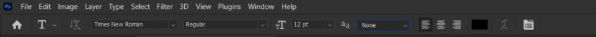 Photoshop options bar