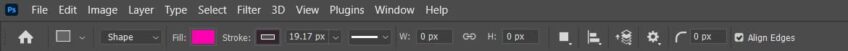 shape options bar in Photoshop