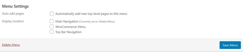 save menu button in WordPress