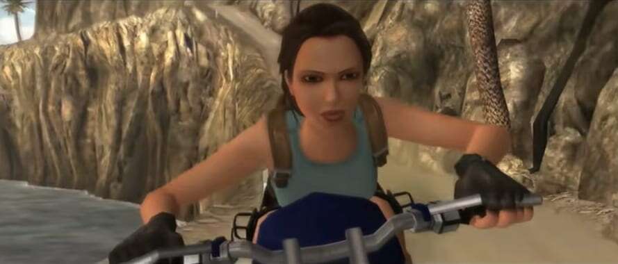 Lara Croft on a motorbike
