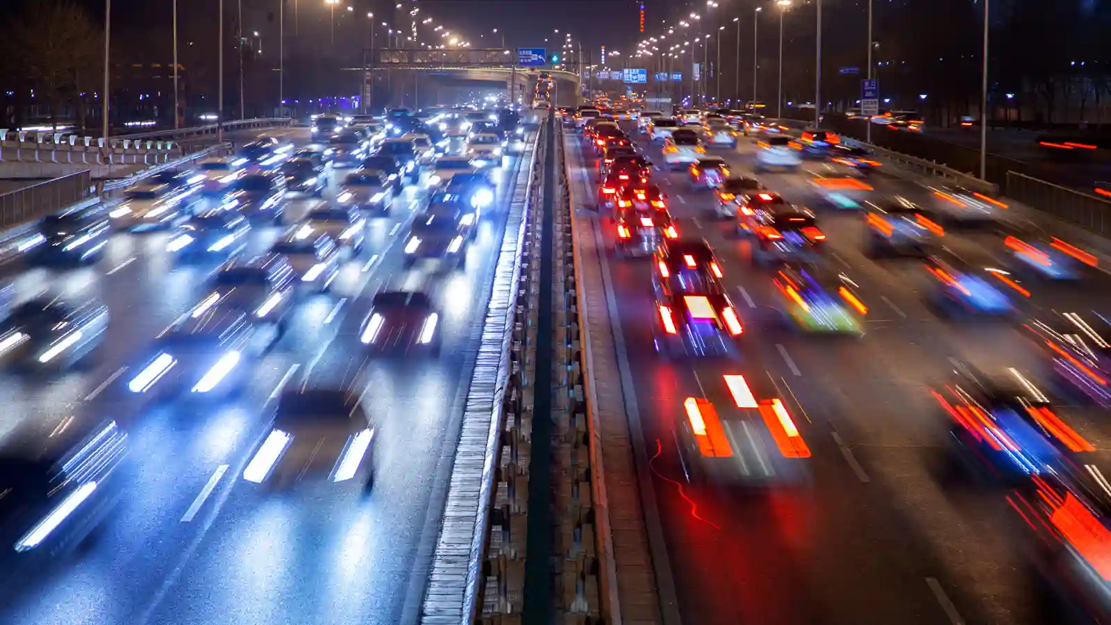Cars travelling in different directions