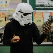 star wars stormtrooper buying fruit
