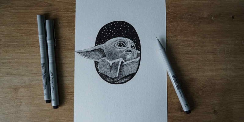 sketch of baby Yoda