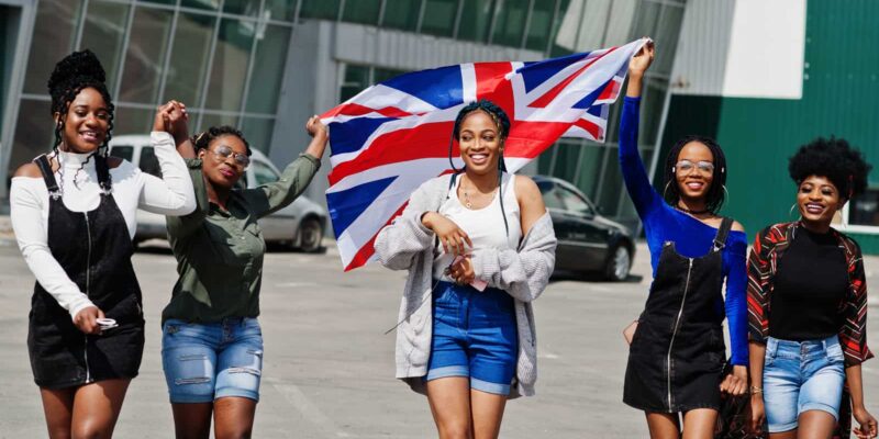 afro-Caribbean girls with a union jack