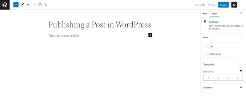 Creating a Post in WordPress using the Gutenberg Editor