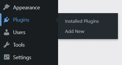 The plugins option on the main WordPress menu