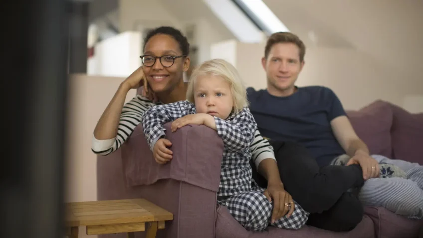 family watching television