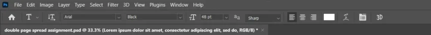 The text ribbon in Photoshop