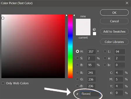 screenshot of Color Picker dialog box in Photoshop