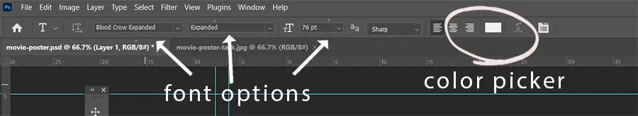 text layer control panel in Photoshop