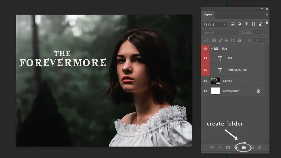 screenshot of creating a folder in Layers panel