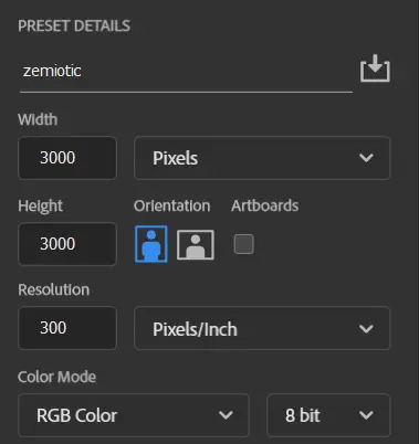 Photoshop preset details screenshot